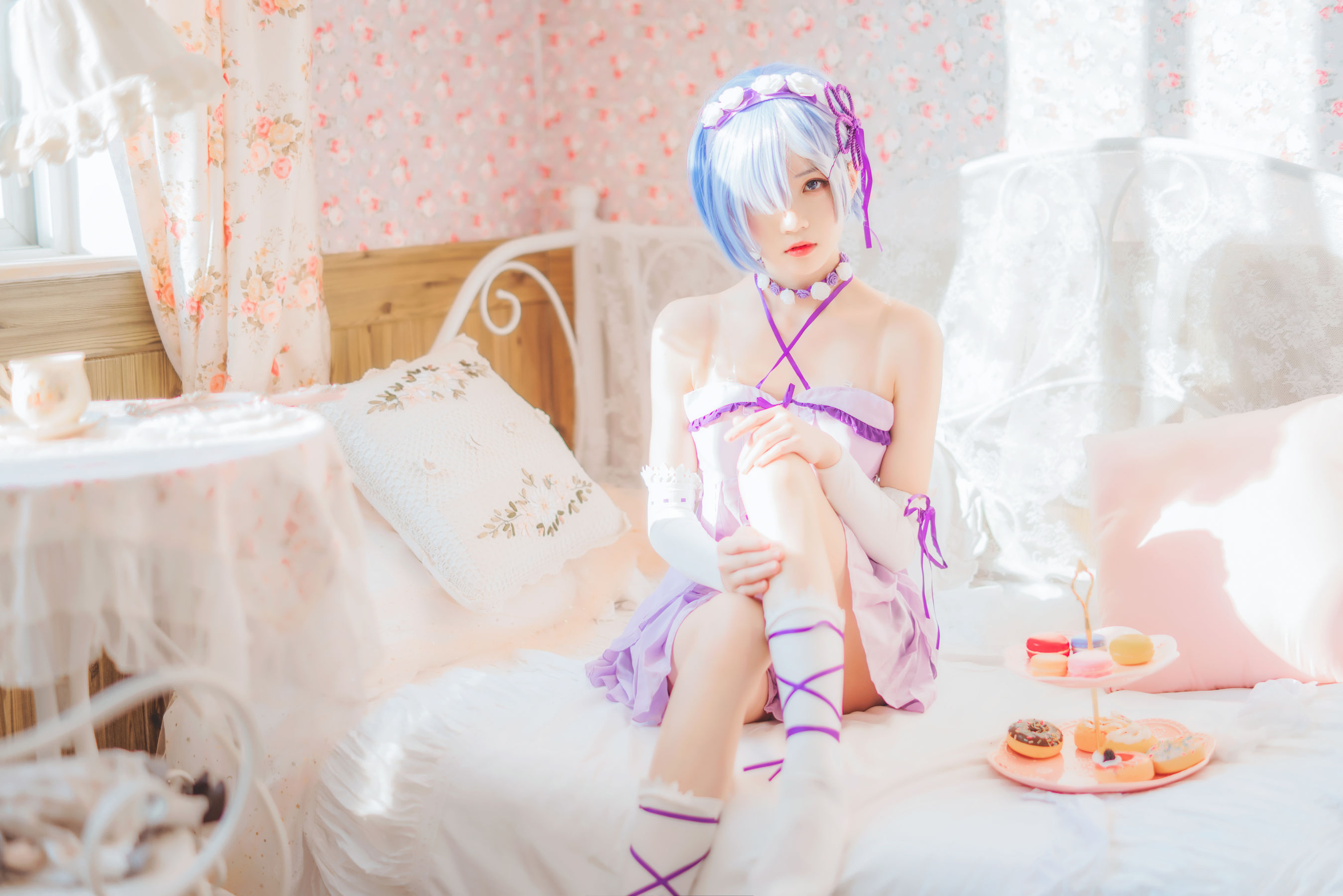 [Cosplay写真] 桜桃喵 - 蕾姆小睡裙