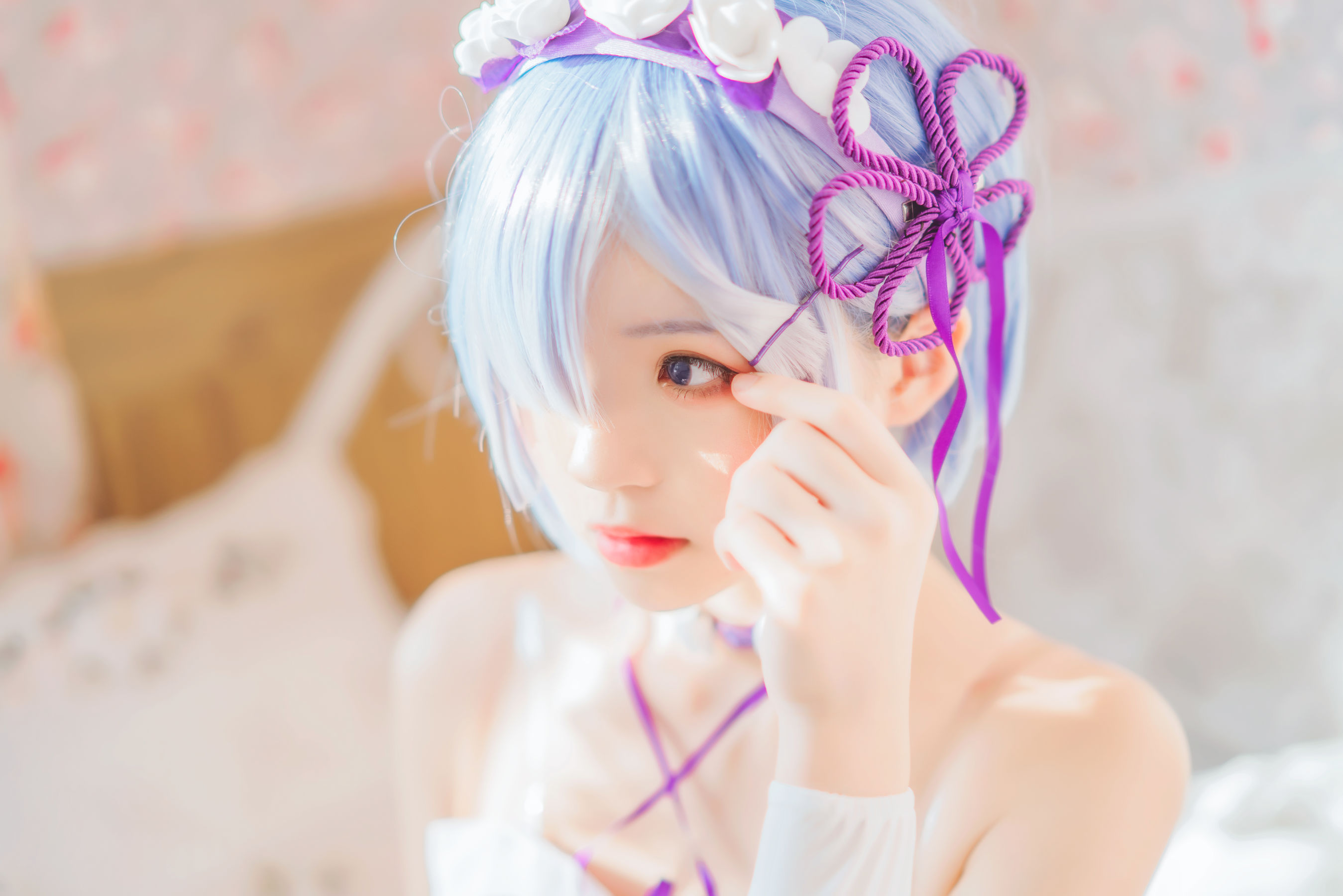 [Cosplay写真] 桜桃喵 - 蕾姆小睡裙