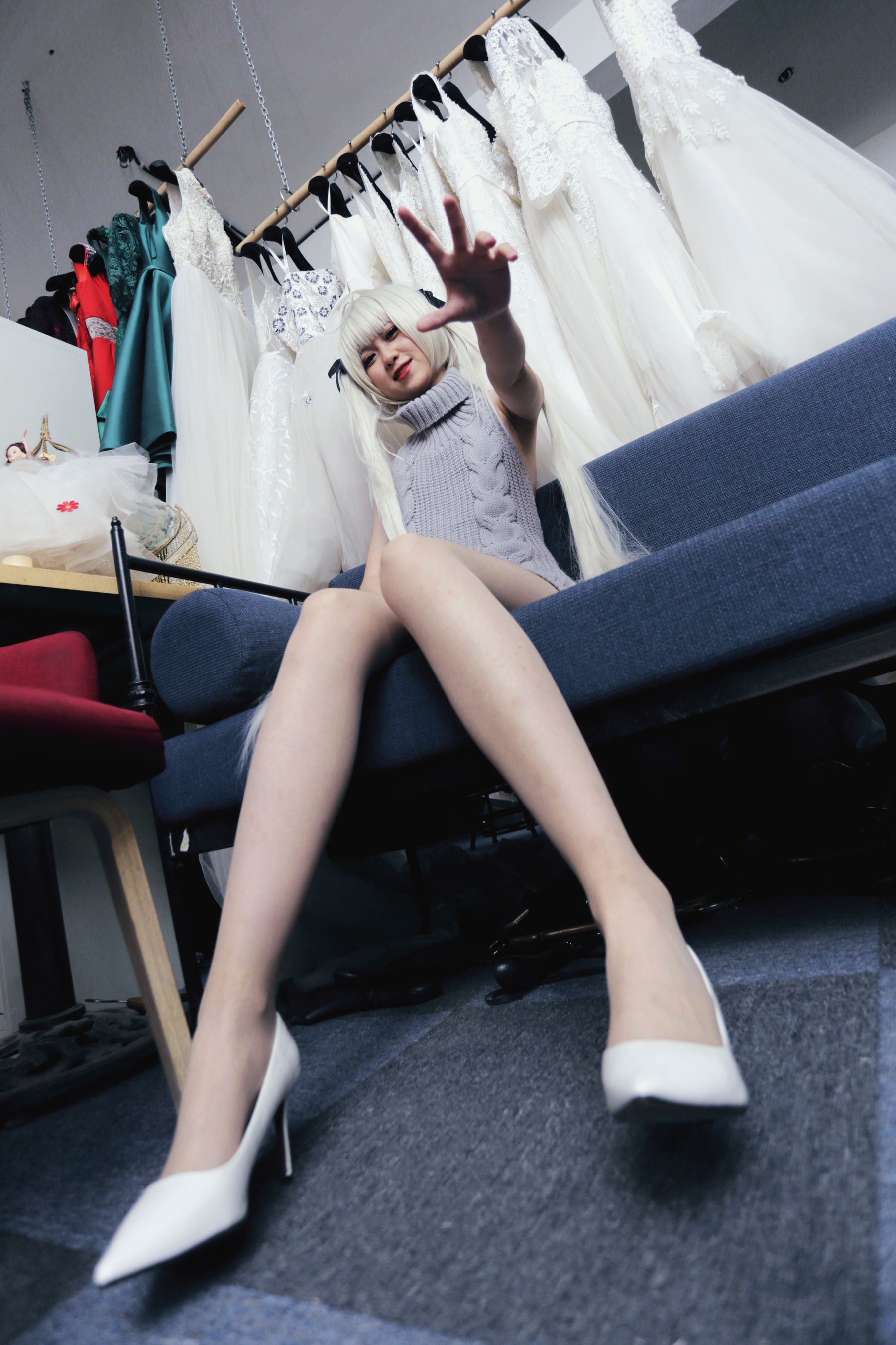 [奈丝] NO.120 墨凉 闪现试衣间的白发墨女 - 图片06