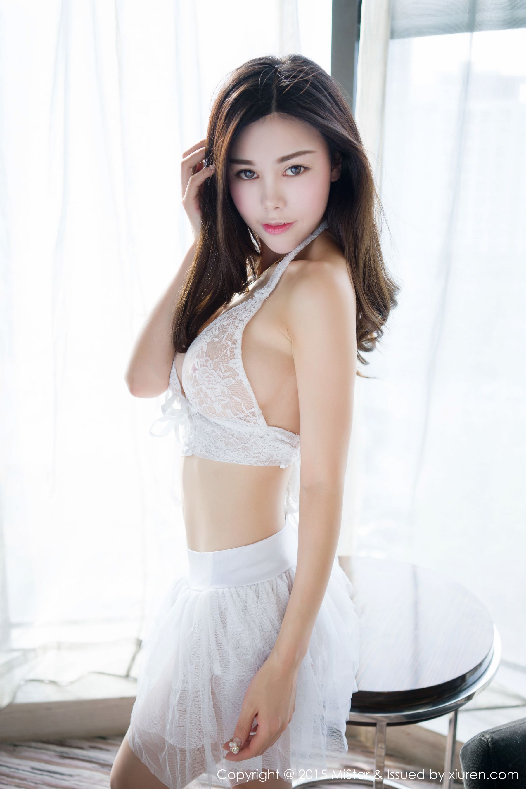 沈佳熹《蕾丝婚纱+透视针织衫》 [魅妍社MiStar] Vol.048 