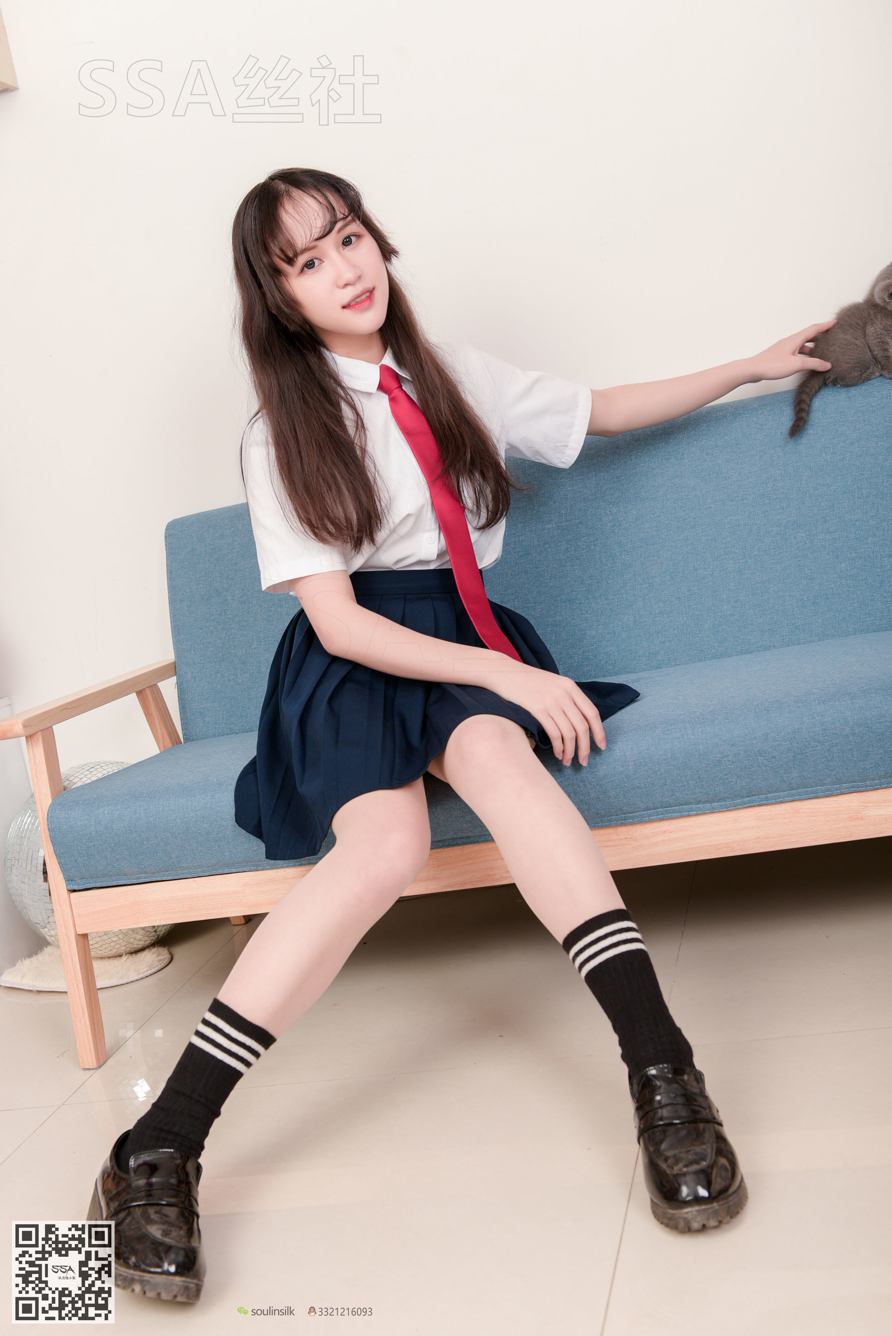 [SSA丝社]超清写真 No.141 丹丹 JK制服黑色半膝袜肉丝 - 图片04