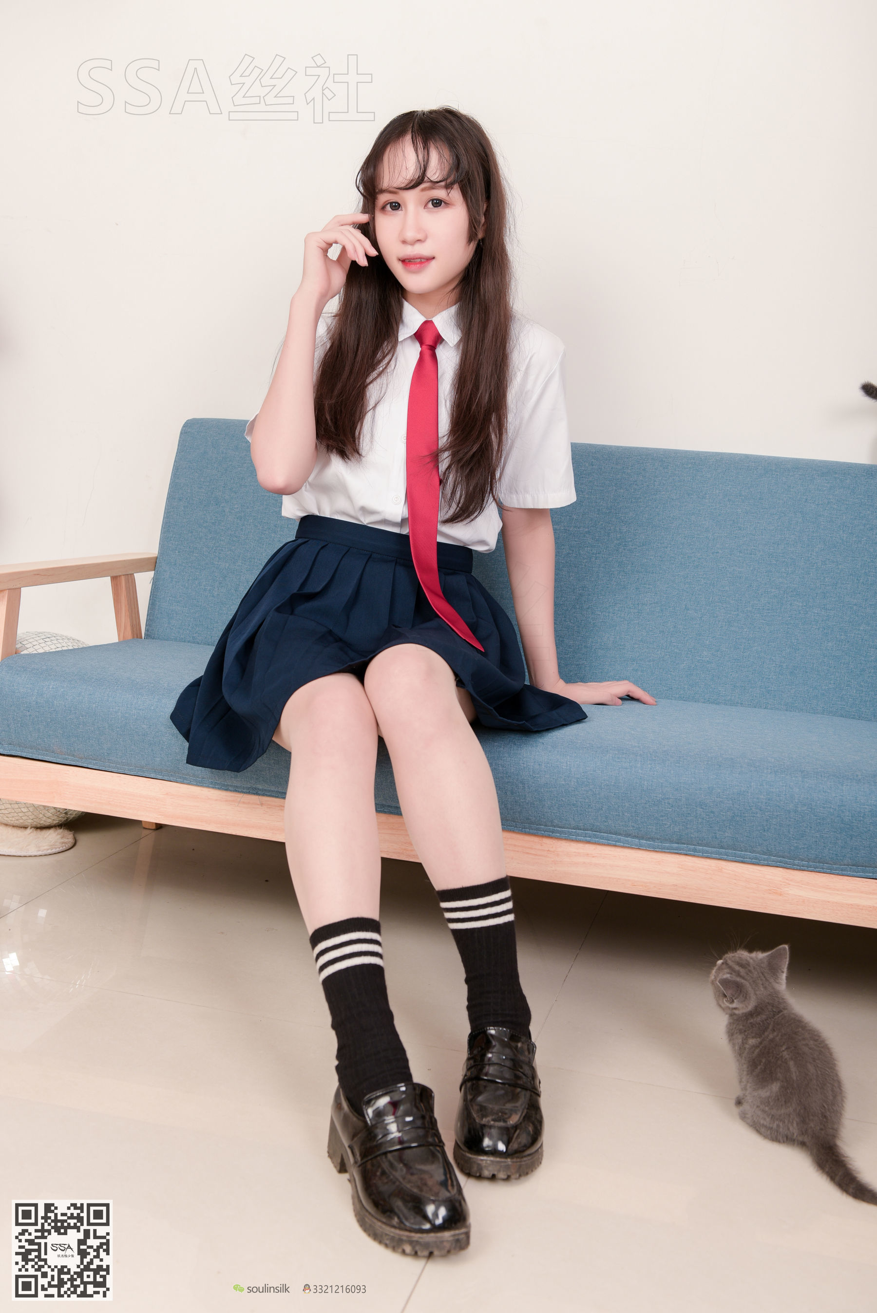 [SSA丝社]超清写真 No.141 丹丹 JK制服黑色半膝袜肉丝 - 图片06