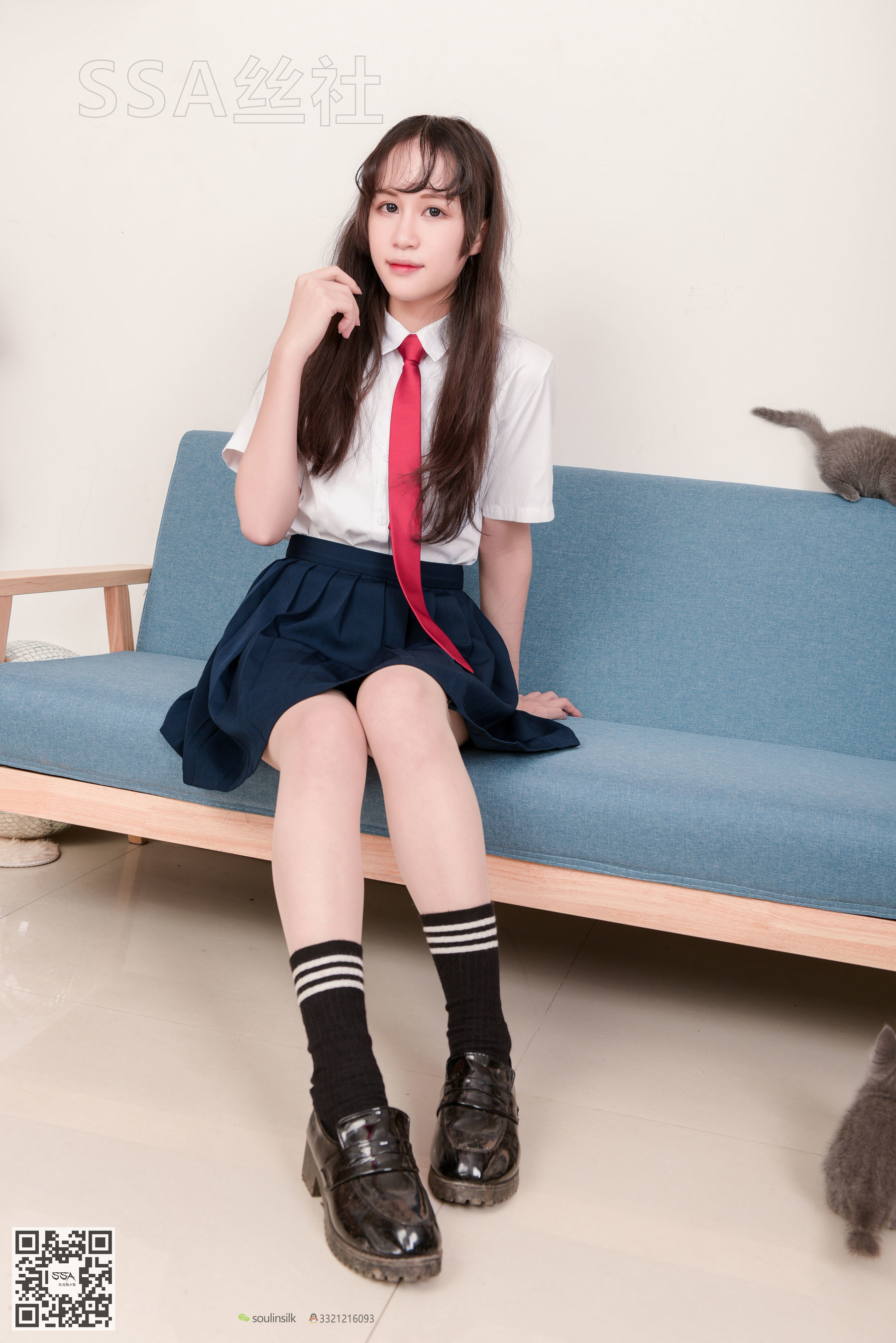 [SSA丝社]超清写真 No.141 丹丹 JK制服黑色半膝袜肉丝 - 图片08