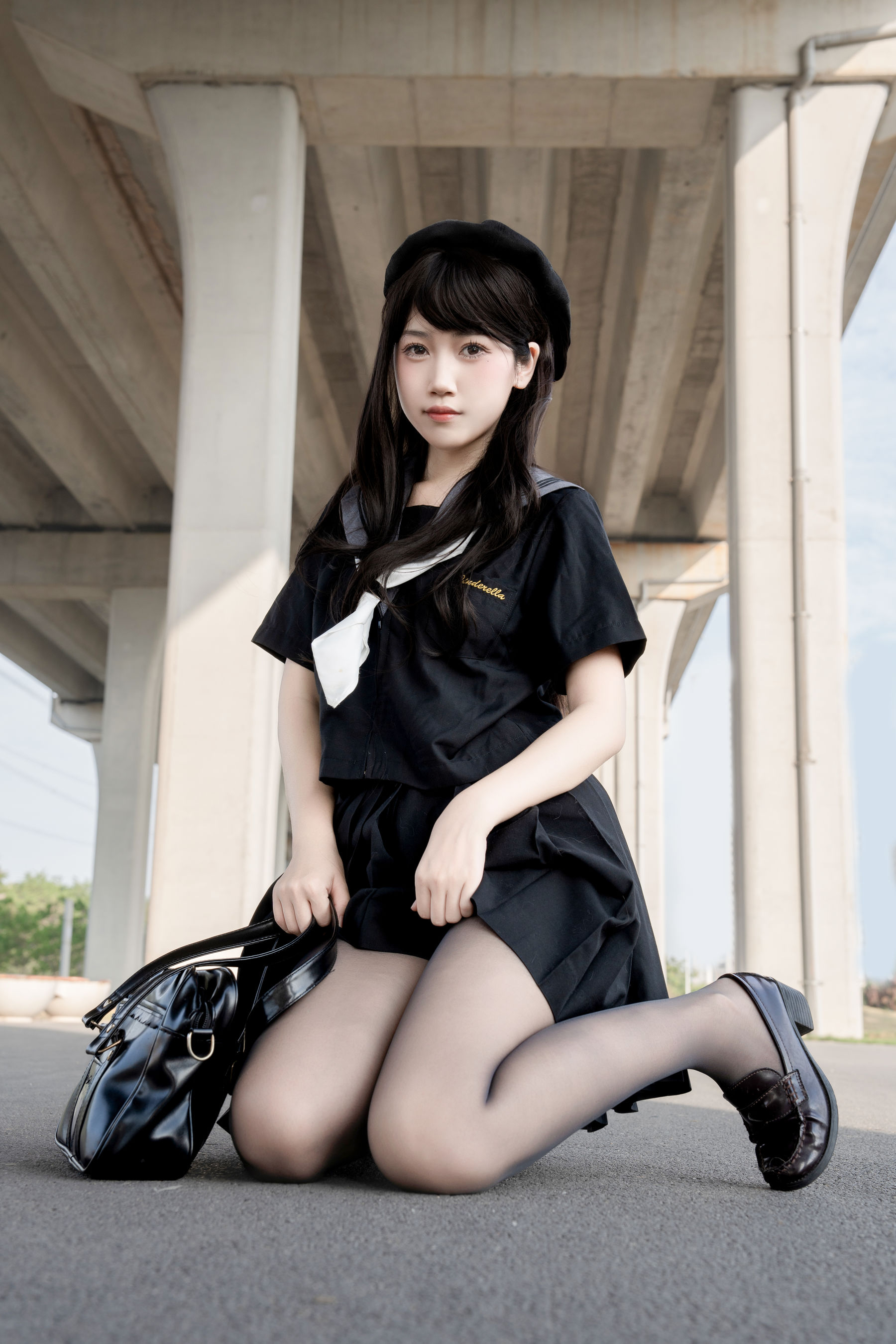 微博人气Coser 不呆猫 - 放课后野外JK