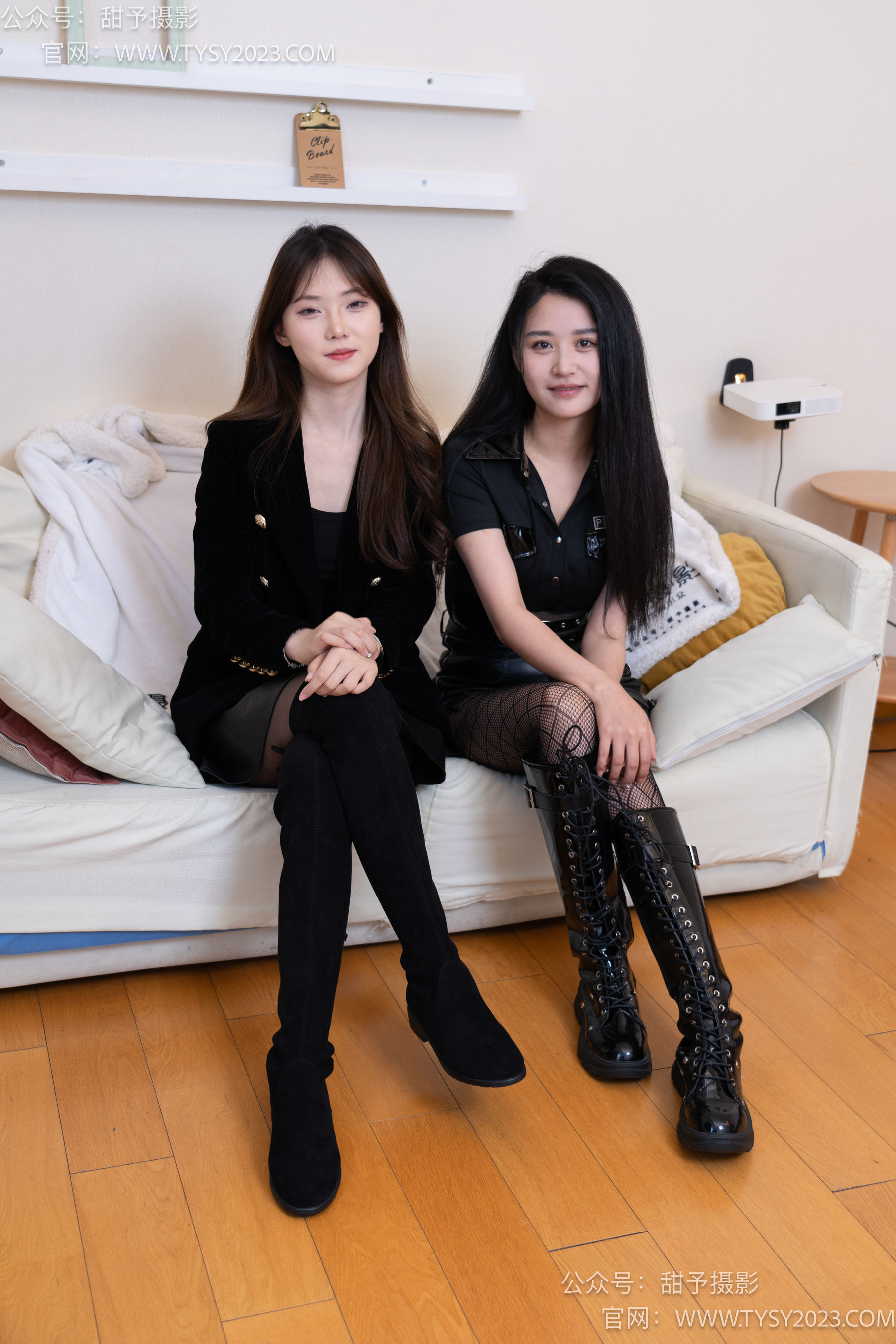 甜予摄影 No.071 璇璇&澜澜 - 长靴、黑丝、渔网袜、裸足、互相撕破丝袜剧情
