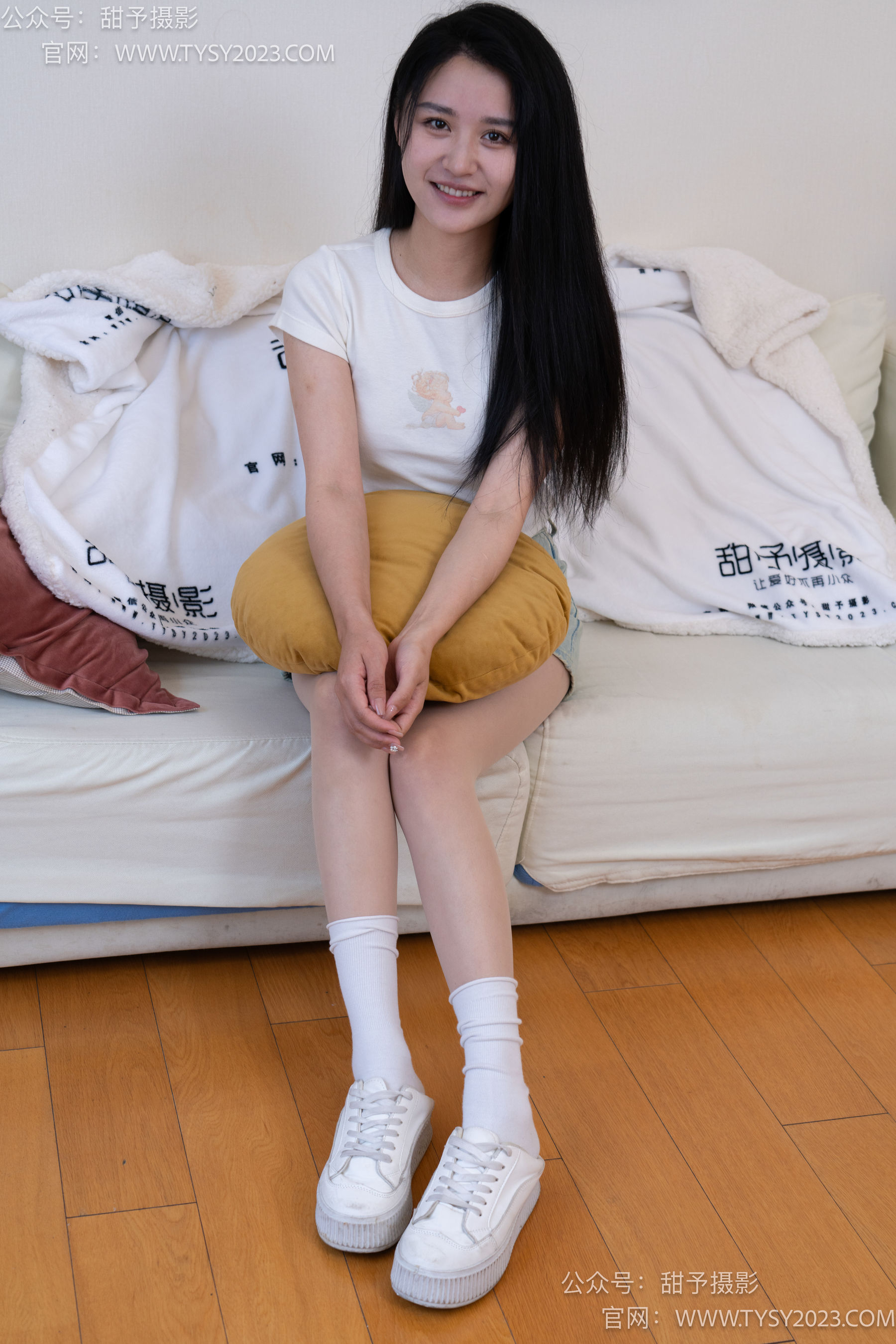 甜予摄影 No.096 澜澜 -板鞋、白棉袜、肉丝（脚尖加固款） - 图片04