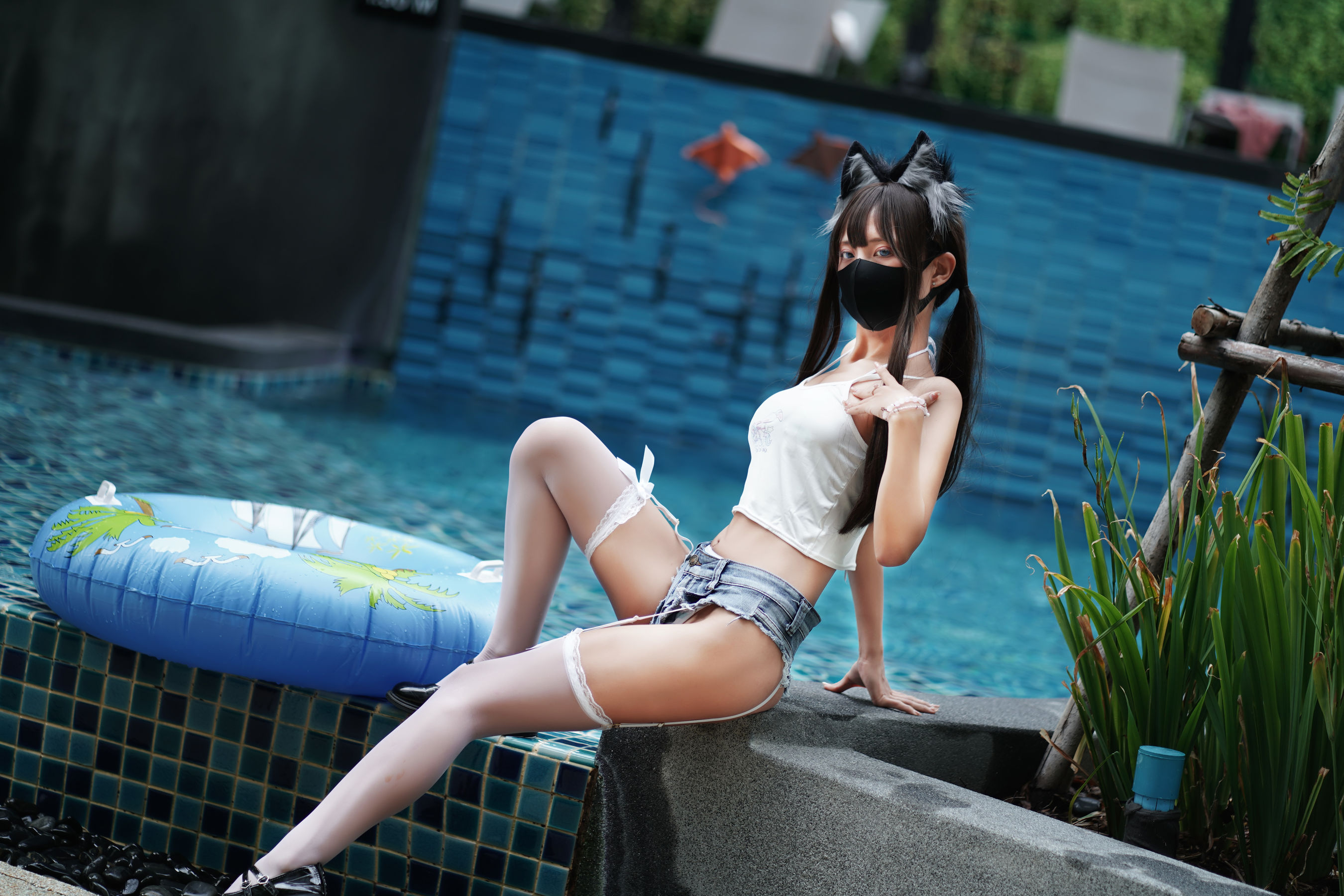 职业奶妈 三水子 - 猫猫蓝白比基尼