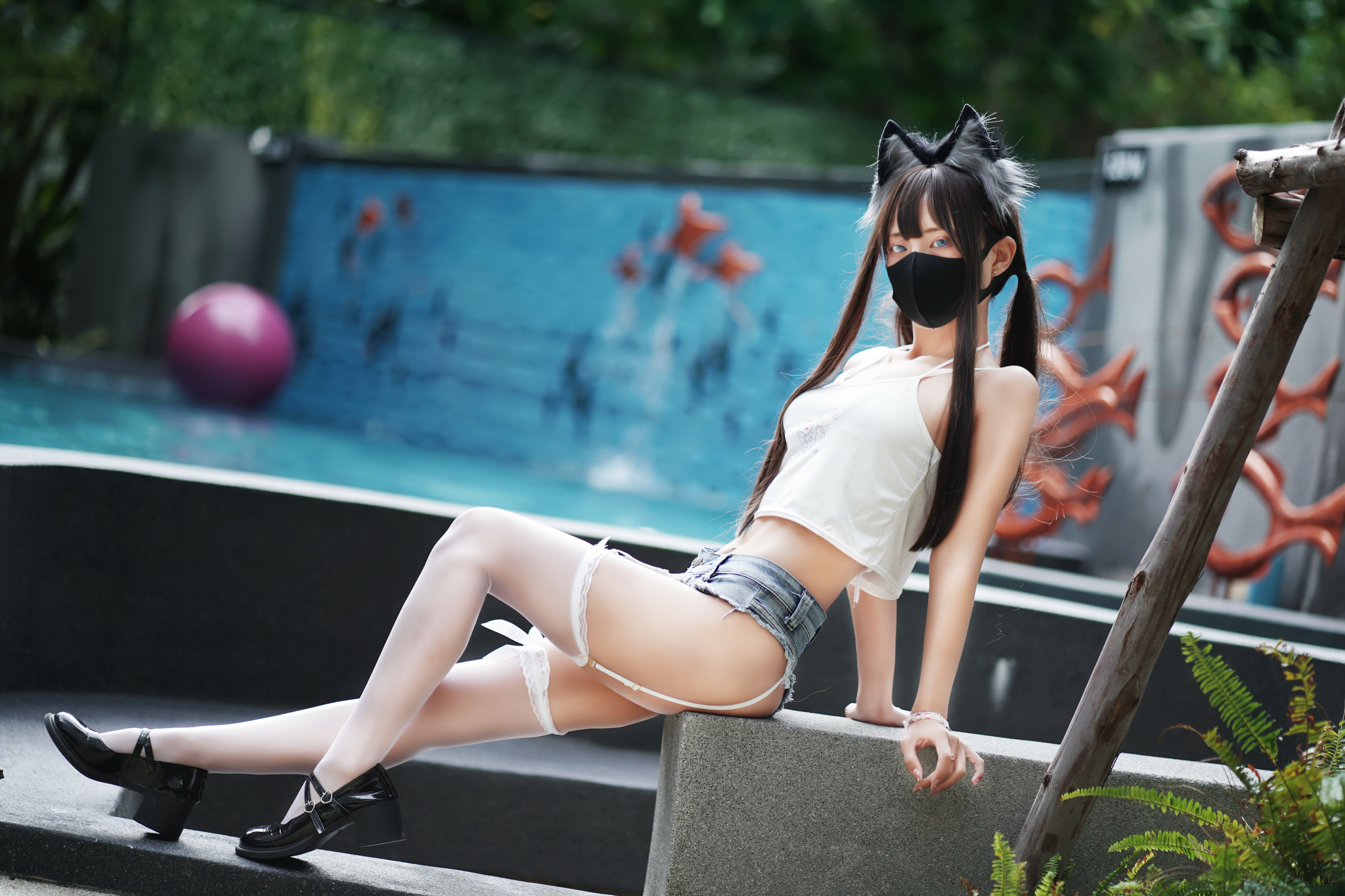 职业奶妈 三水子 - 猫猫蓝白比基尼