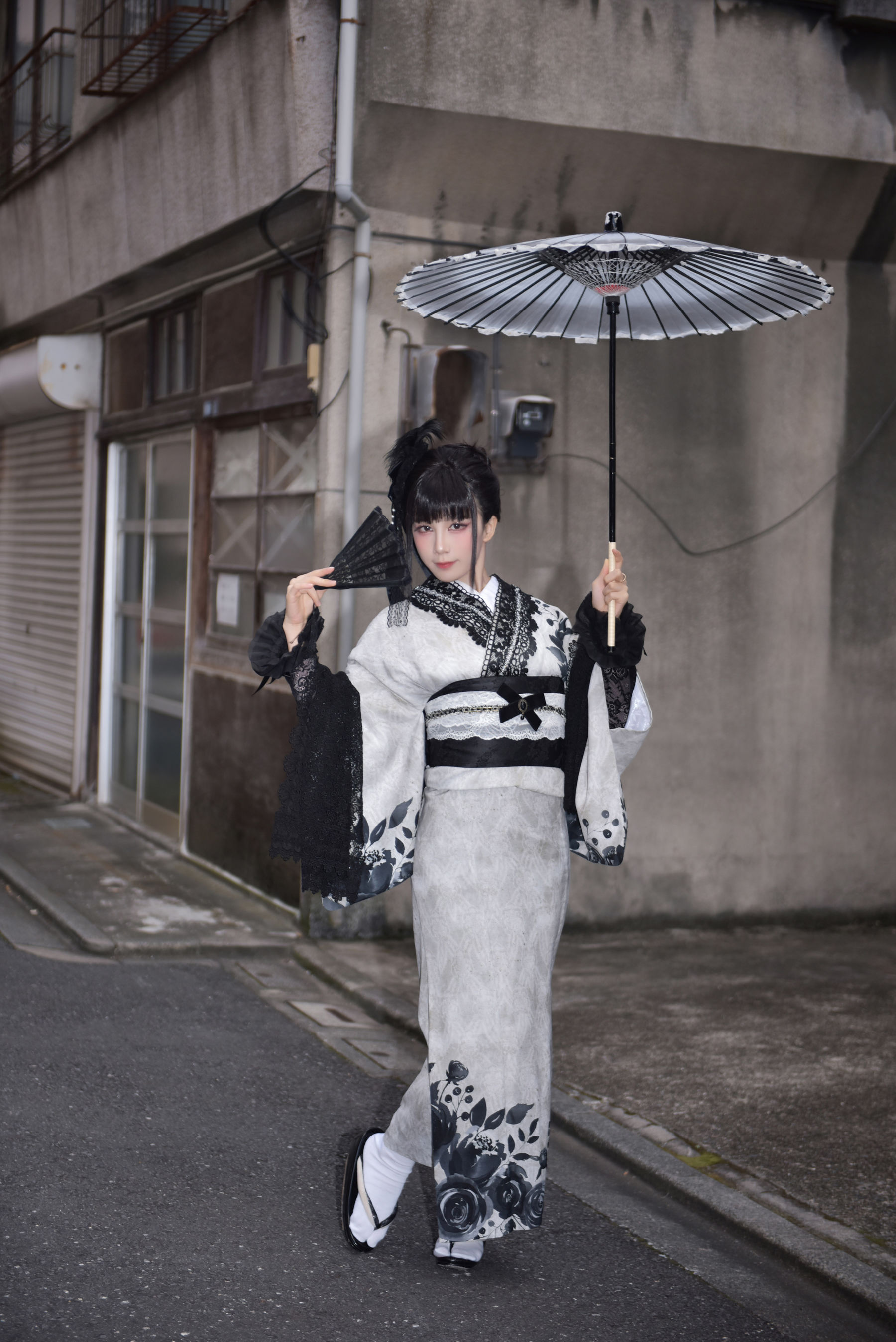动漫博主 水淼aqua - Black Lace Kimono&Lingerie - 图片04