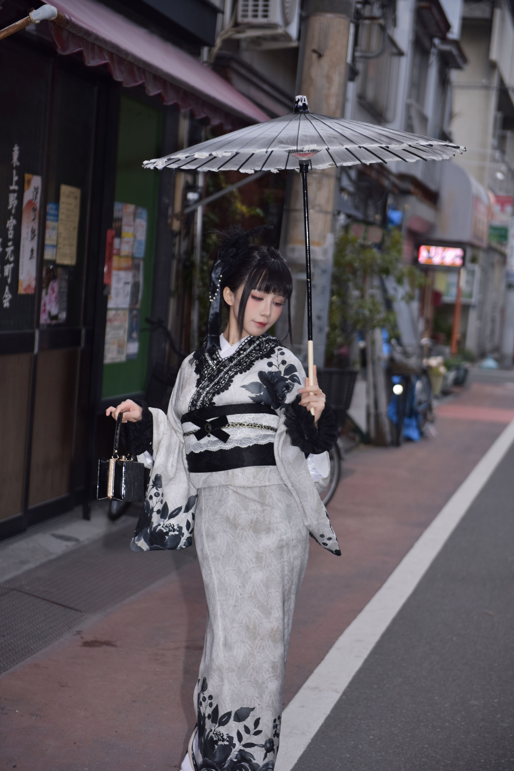 动漫博主 水淼aqua - Black Lace Kimono&Lingerie - 图片08
